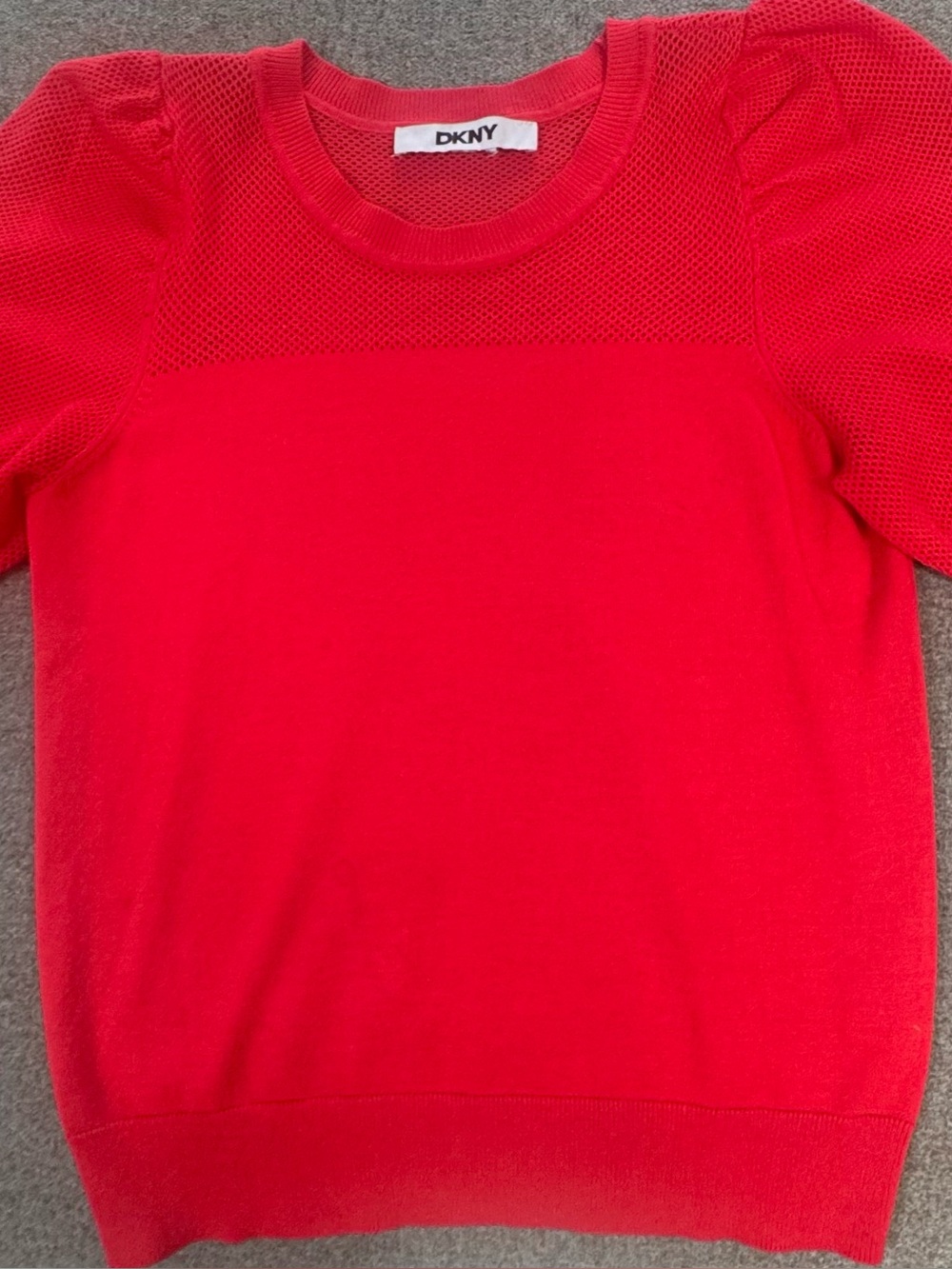 DKNY Women’s Red Puff Sleeve Knit Top